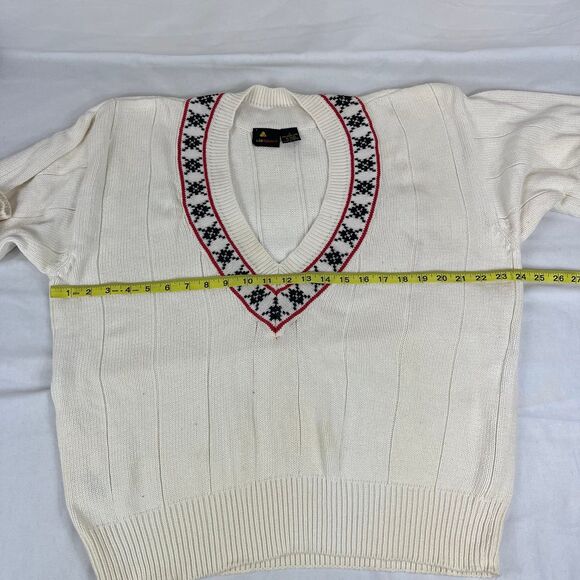 Vintage 90s LizSport Cotton Sweater Size Large Classic Preppy Knit V Neck - Picture 4 of 7